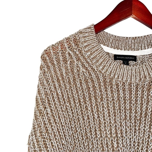 Banana Republic oversized ribbed knit sweater chunky latte brown womens small - Picture 8 of 11